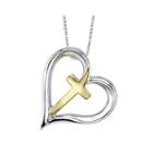 Inspired Moments&trade; Sterling Silver Cross Heart Pendant Necklace