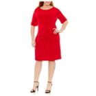 London Times Elbow Sleeve Sheath Dress-plus