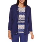 Alfred Dunner Crescent City Stripe Layered Sweater
