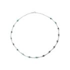 Enhanced Turquoise Round Stone Sterling Silver Station Necklace