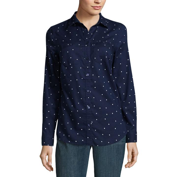 St. John's Bay Long-sleeve Brushed Twill Shirt - Tall