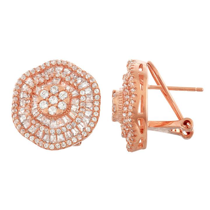 Lab Created White Sapphire 14k Rose Gold Over Silver 16.9mm Hoop Earrings