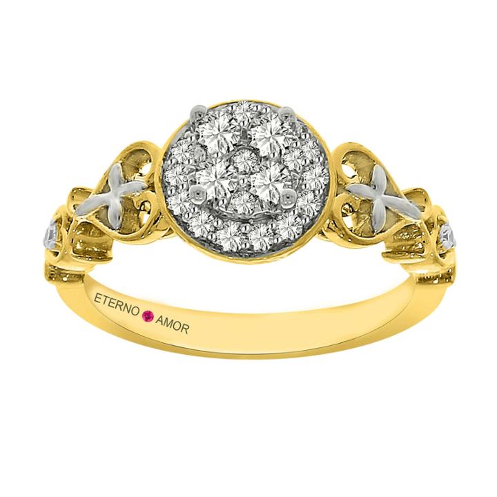 Eterno Amor Womens 3/8 Ct. T.w. Genuine Round White Diamond 14k Gold Engagement Ring