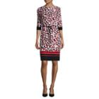 Liz Claiborne 3/4-sleeve Abstract Animal Print Shift Dress