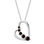 Womens Genuine Red Garnet Heart Pendant Necklace