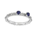 Personally Stackable Lab-created Sapphire 2-stone Floral Band Ring