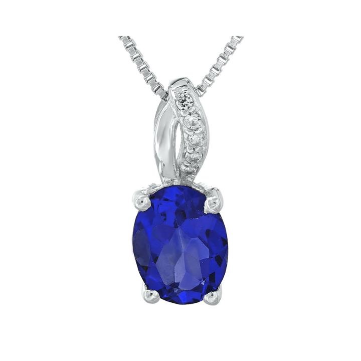 Lab-created Sapphire And Diamond-accent Sterling Silver Pendant Necklace