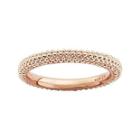 Personally Stackable 18k Rose Gold Over Sterling Silver Beaded Dome Ring
