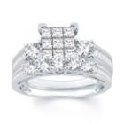 Womens 2 Ct. T.w. Genuine Princess White Diamond 10k Gold Engagement Ring