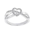 Lumastar 1/8 Ct. T.w. Diamond Sterling Silver Heart And Sash Promise Ring