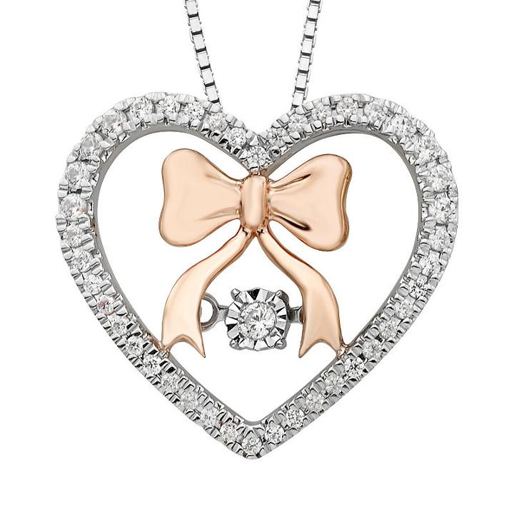Enchanted Disney Fine Jewelry 1/5 Ct. T.w. 10k Rose Gold & Sterling Silver Snow White Pendant Necklace