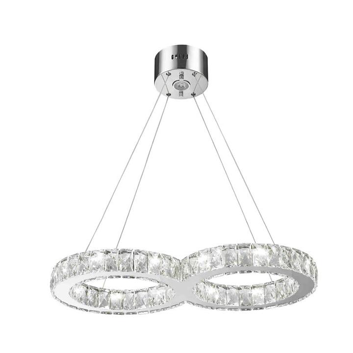 Galaxy 14 Led Light Chrome Finish And Clear Crystal Double Ring Dimmable Chandelier