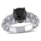 Womens 3 Ct. T.w. Color Enhanced Round Black Diamond 10k Gold Engagement Ring