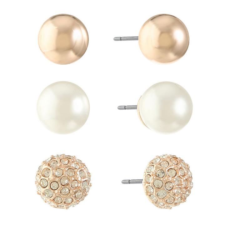 Gloria Vanderbilt 3 Pair Brass Earring Sets