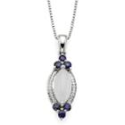 Genuine Moonstone And Lab-created Blue And White Sapphire Sterling Silver Pendant Necklace