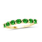 Womens Green Chrome Diopside Gold Over Silver Side Stone Ring