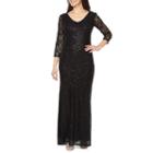 Blu Sage 3/4 Sleeve Sequin Lace Evening Gown