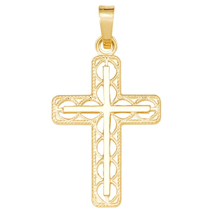 14k Yellow Gold Polished Open Latin Cross Charm Pendant