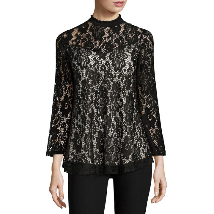 By & By 3/4 Sleeve Scoop Neck Lace Blouse-juniors