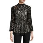 By & By 3/4 Sleeve Scoop Neck Lace Blouse-juniors