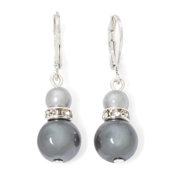 Vieste Gray Simulated Pearl Silver-tone Drop Earrings