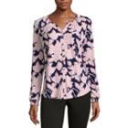 Liz Claiborne Long Sleeve Floral Button-front Shirt