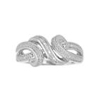 Womens Genuine White Diamond Sterling Silver Cocktail Ring