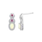 Lab-created Opal, Pink And White Sapphire Twist Earrings