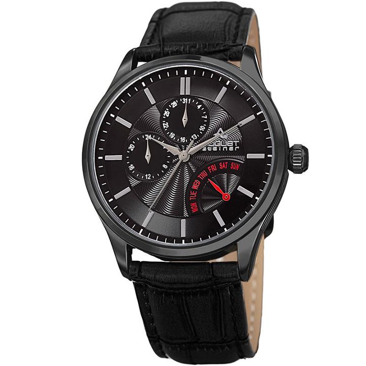 August Steiner Mens Black Strap Watch-as-8209bk