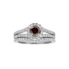 1 Ct. T.w. Certified White And Color-enhanced Red Diamond Bridal Ring Set