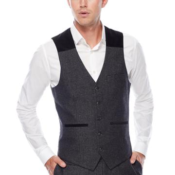 Wd. Ny Charcoal Twill Suit Vest - Slim Fit