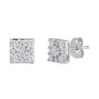 Diamond Blossom 1/2 Ct. T.w. Diamond Sterling Silver Cluster Earrings