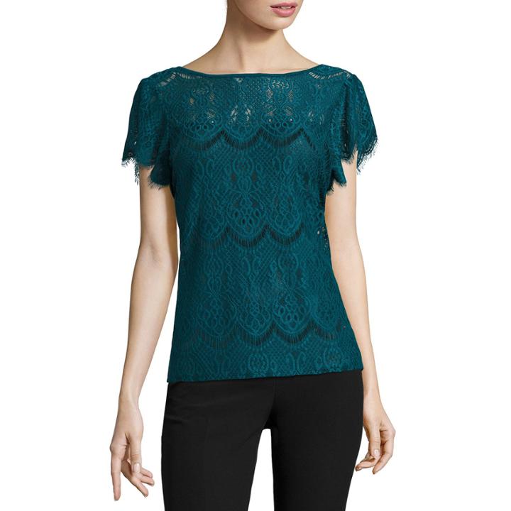 Worthington Flutter-sleeve Lace Top - Tall