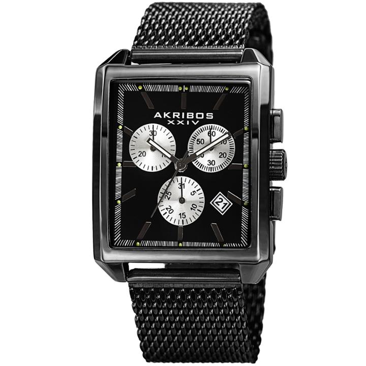 Akribos Xxiv Unisex Black Strap Watch-a-918bk