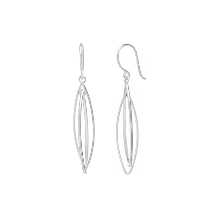 Sterling Silver Marquise-shaped Double-drop Earrings