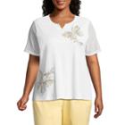 Alfred Dunner Charleston Embroidered Butterfly Tee- Plus
