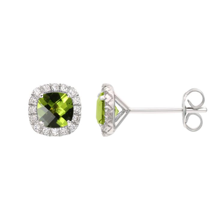 Round Green Peridot Sterling Silver Stud Earrings