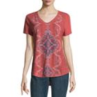 St. John's Bay Short Sleeve Crew Neck Bordered T-shirt-womens