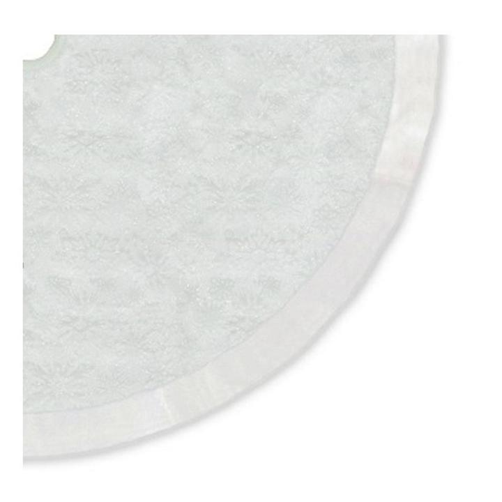 48 Iridescent Glitter Snowflake Print Christmas Tree Skirt With White Faux Fur Trim