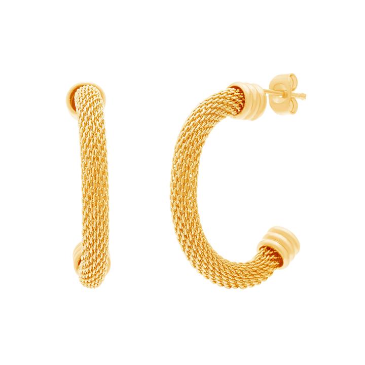 Yellow Ip Stainless Steel Snake Chain Half-hoop Earrings
