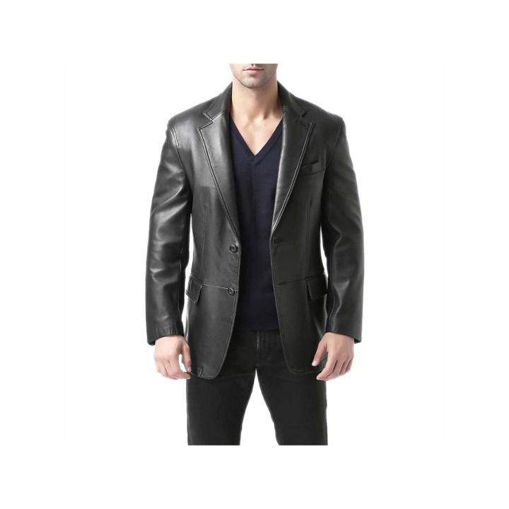 Bgsd Men's Grant Two Button Lambskin Leather Blazer - Big And Tall