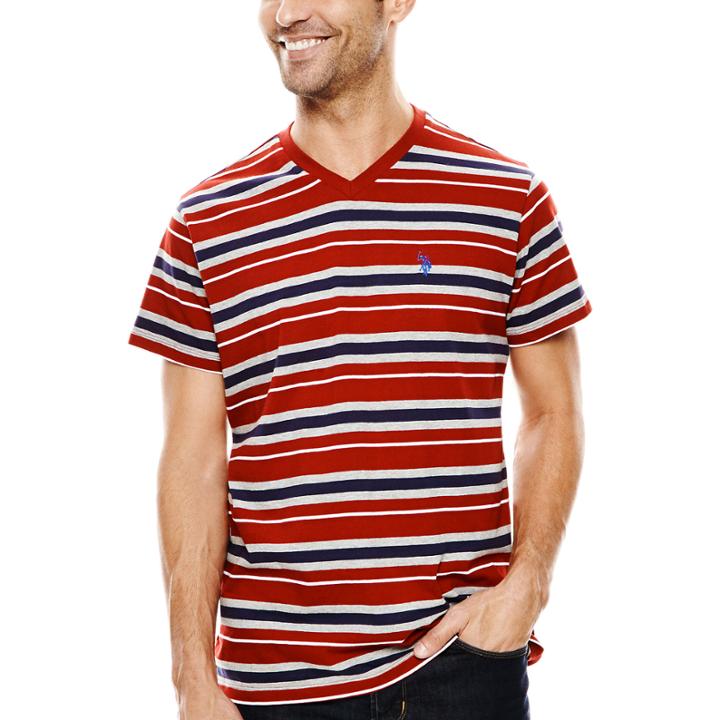 U.s. Polo Assn. Short-sleeve Striped V-neck Tee