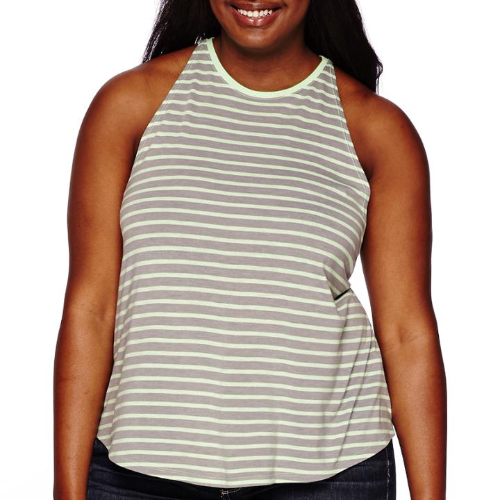 Arizona Stripe High Neck Swing Tank Top - Juniors Plus