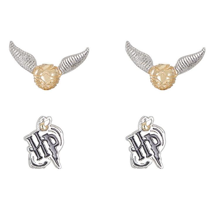 Warner Brothers Harry Potter Womens 2 Pair Brass Jewelry Set