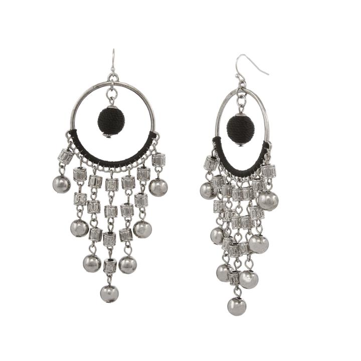 El By Erica Lyons El By El Black Silver Chandelier Earrings