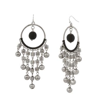 El By Erica Lyons El By El Black Silver Chandelier Earrings
