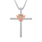 Womens 1/10 Ct. T.w. Genuine White Diamond 14k Rose Gold Over Silver Sterling Silver Cross Pendant Necklace