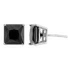 Diamonart Greater Than 6 Ct. T.w. Princess Black Cubic Zirconia Sterling Silver Stud Earrings