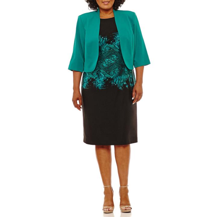 Maya Brooke Sleeveless Jacket Dress-plus