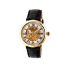 Heritor Automatic Ossibus Mens Skeleton Dial Leather-band Gold/silver Tone Watch